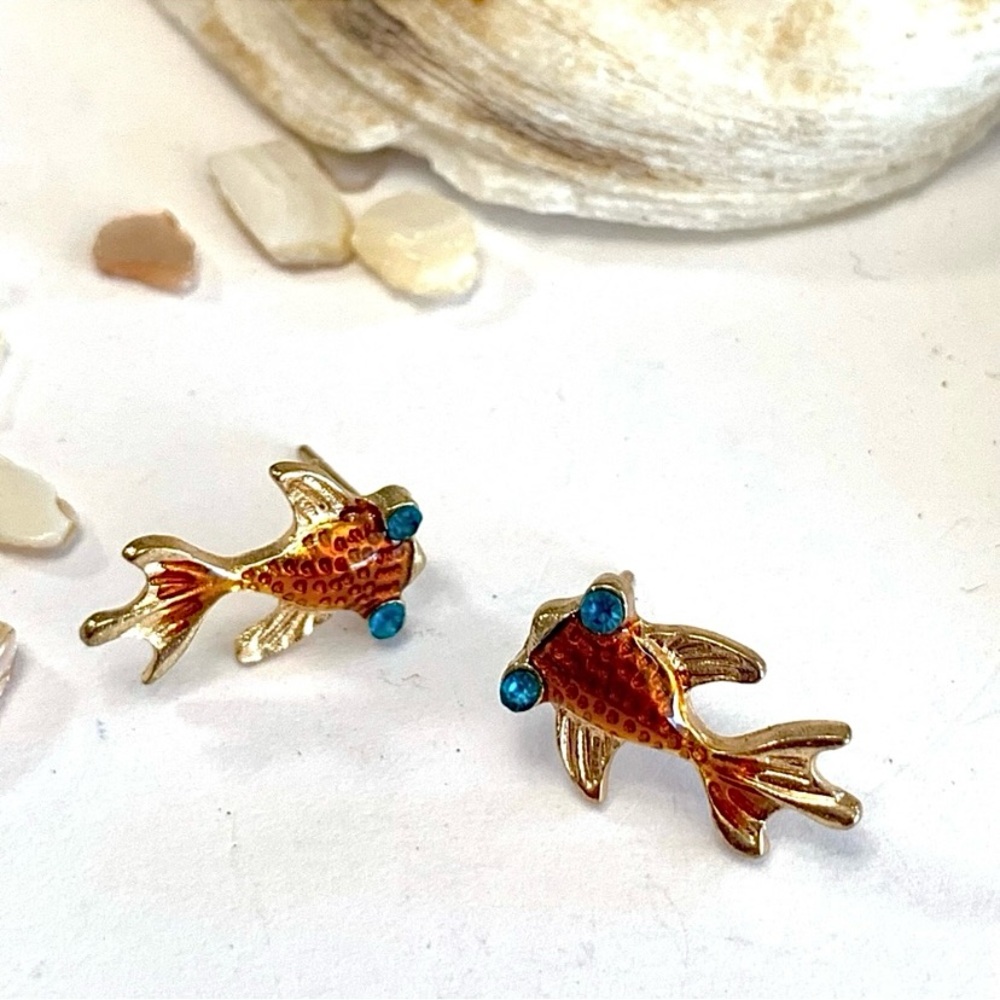 Koi Goldfish Post Earrings